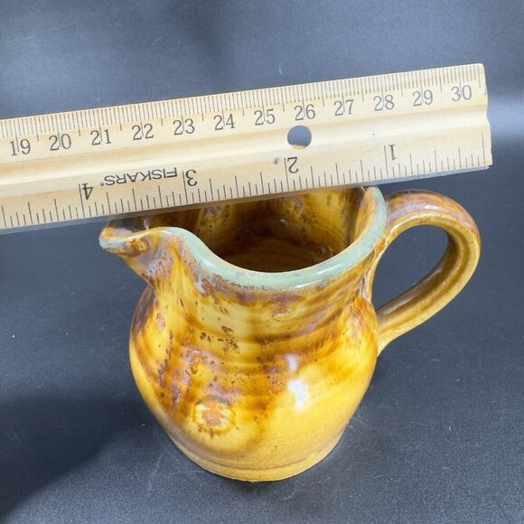 Vintage Hand Made Pottery Stoneware Small Pitcher Carafe Creamer Artist Signed - Picture 3 of 11